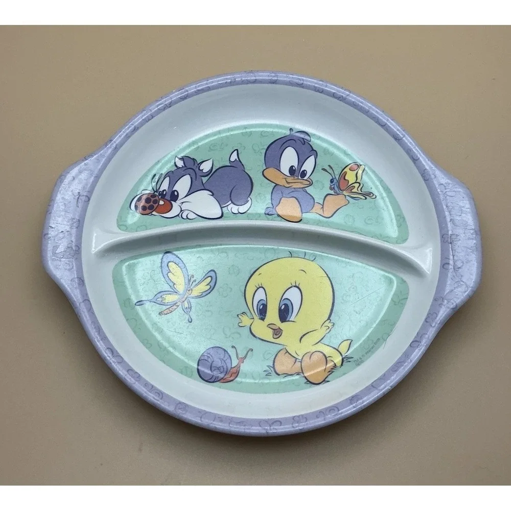 Vintage Baby Tweety Baby Sylvester Looney Tunes Toddler Plate